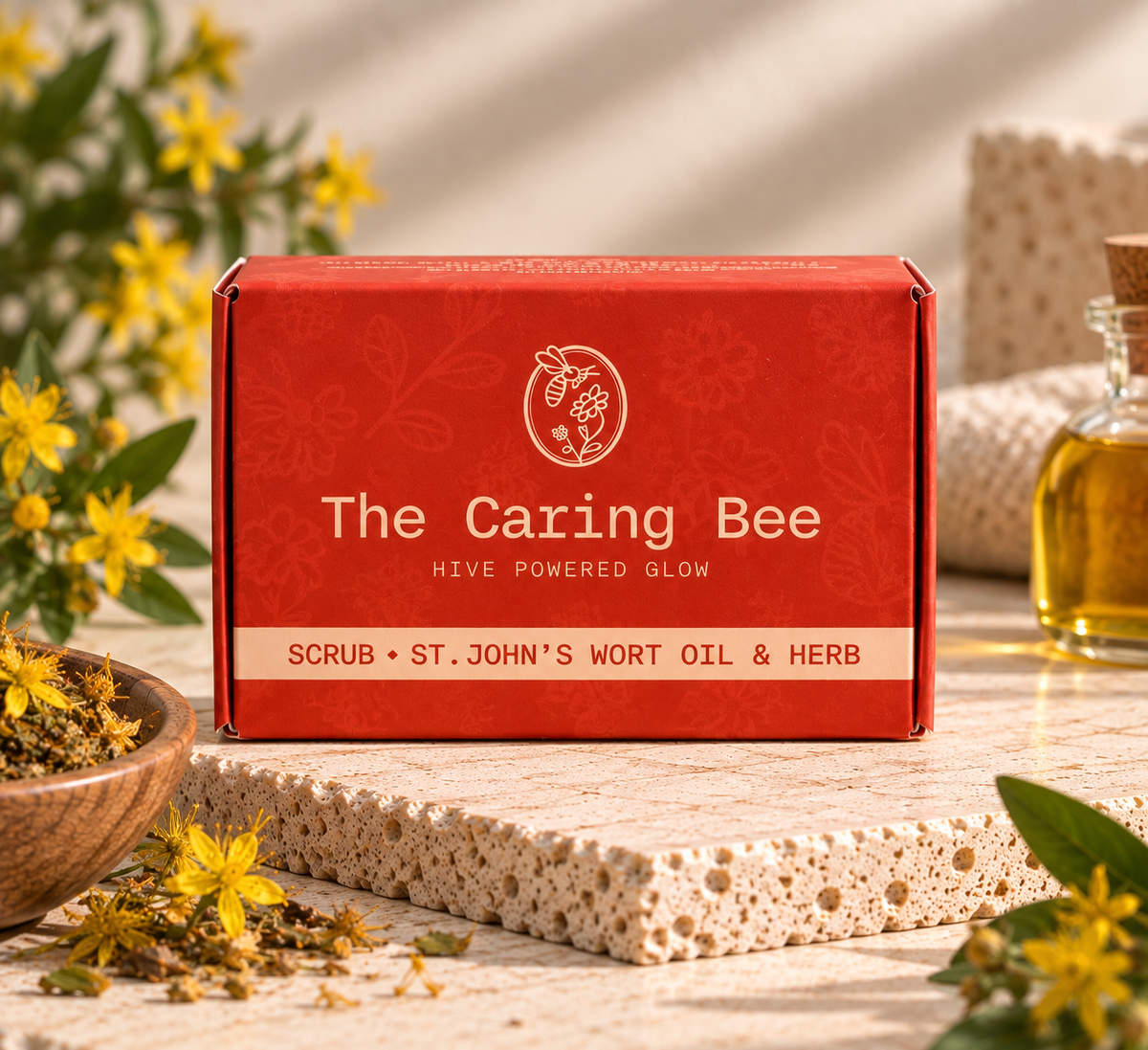 The Caring Bee Scrub Soap – St. John’s Wort Oil & Herb, 110 g