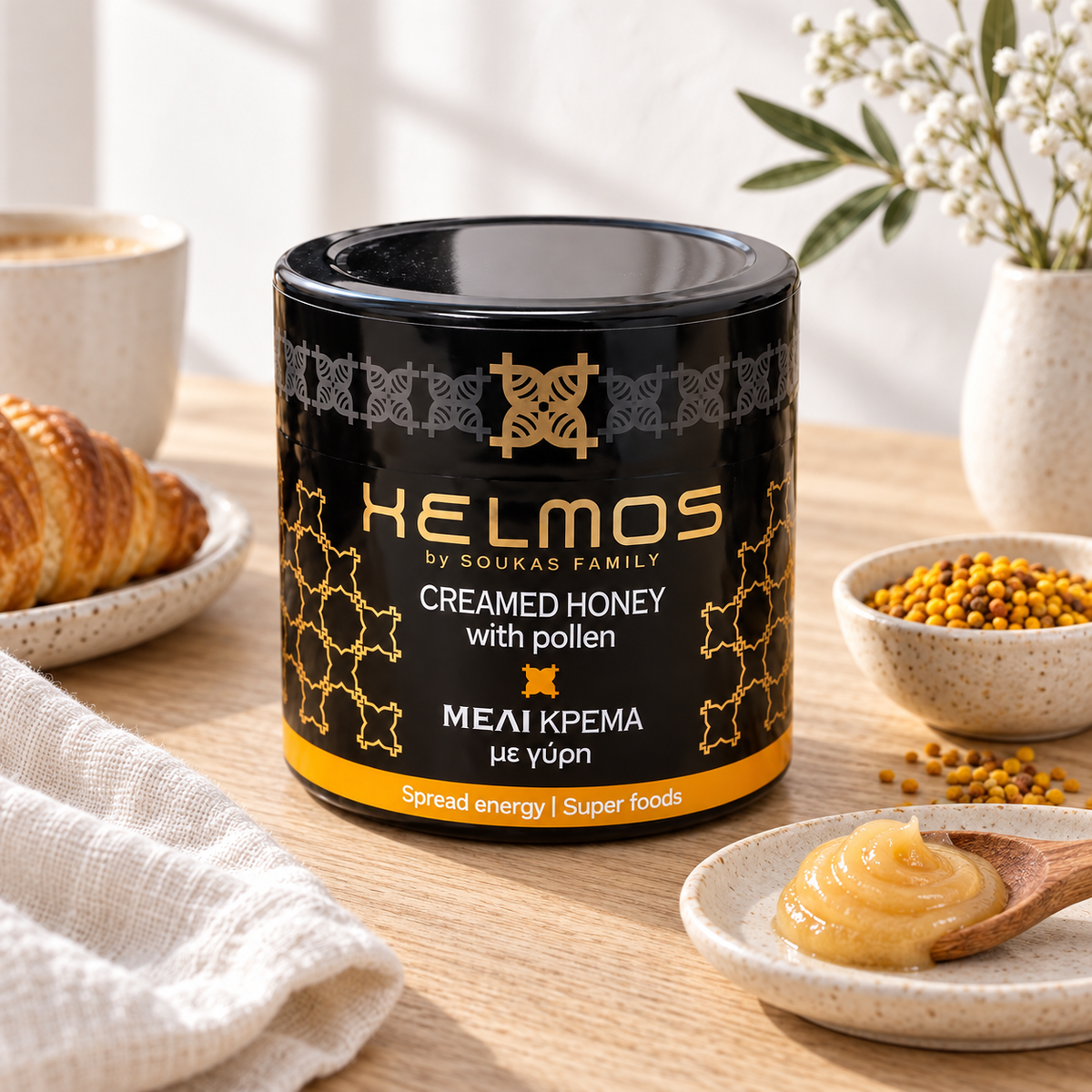 Krämig honung med bipollen 210 g – HELMOS