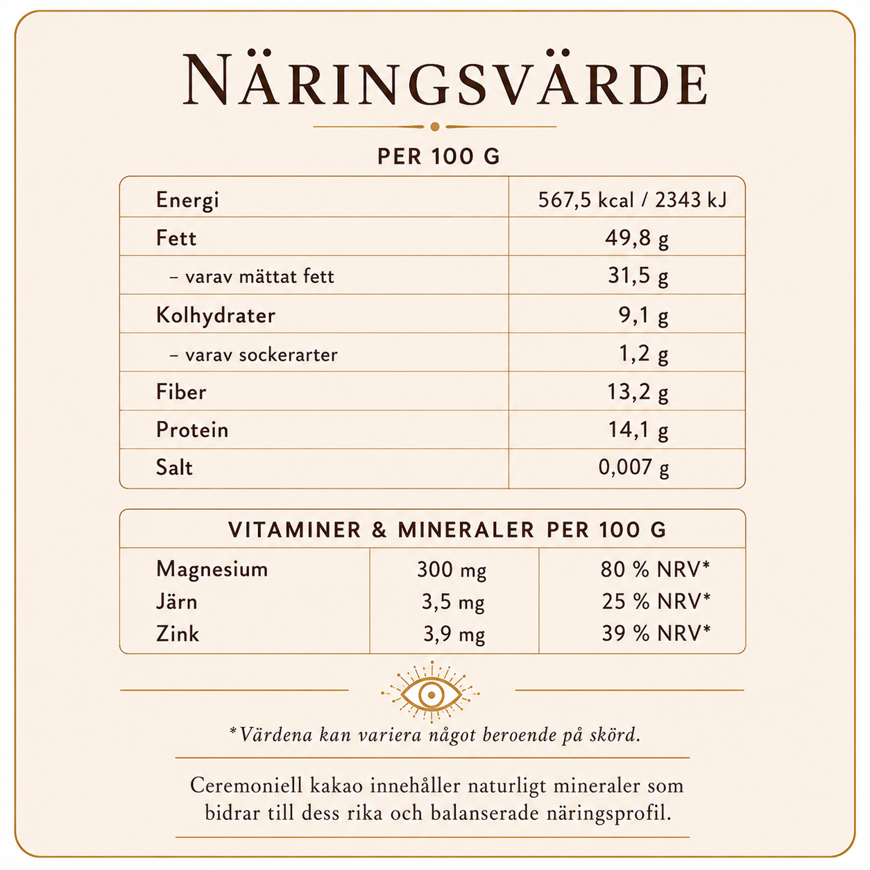 Ceremoniell Kakao 100% – Naturlig & Ren Kakao | 500 g