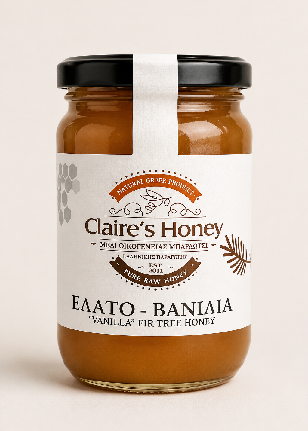 Grekisk Gran- & Vaniljhonung – Claire’s Honey | 470 g