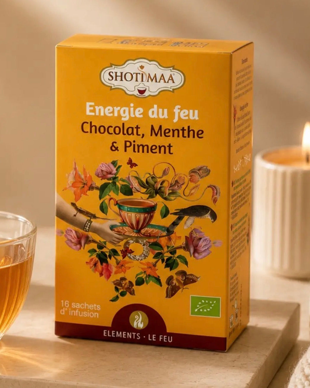 FIRE ENERGY Ekologiskt Örtte – Kakao, Mynta & Chili | Shotimaa