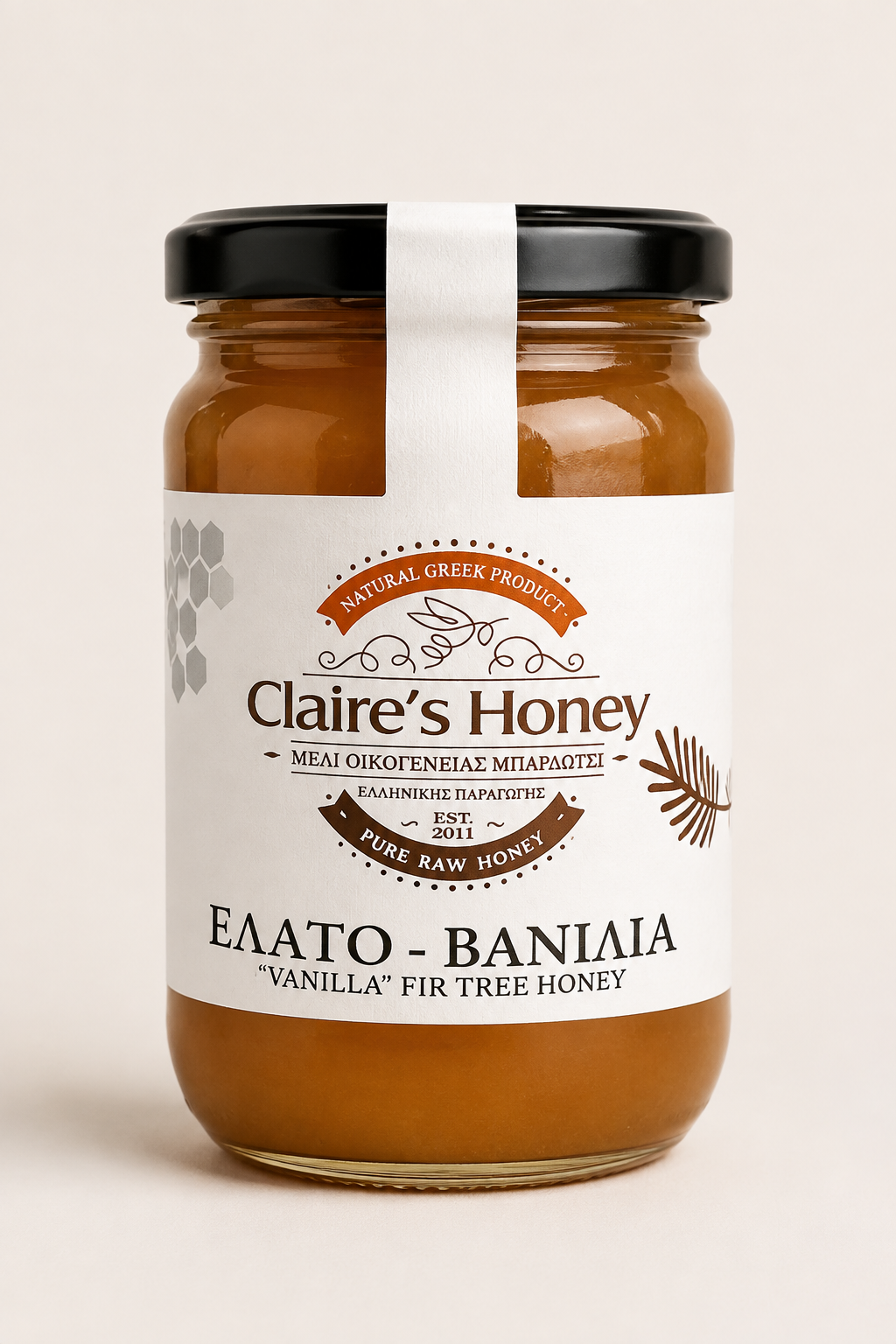Grekisk Gran- & Vaniljhonung – Claire’s Honey | 470 g