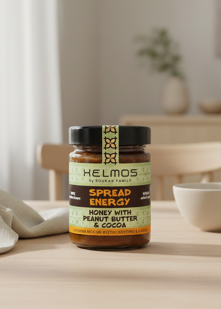 Honung med jordnötssmör och kakao 390 g – Helmos